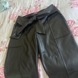 Pleather tie front pants
